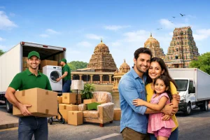 Step-by-step house shifting process with packers and movers